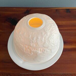 Seagull Studios Christmas Santa Village Snowman Lithophane Porcelain Fairy Light